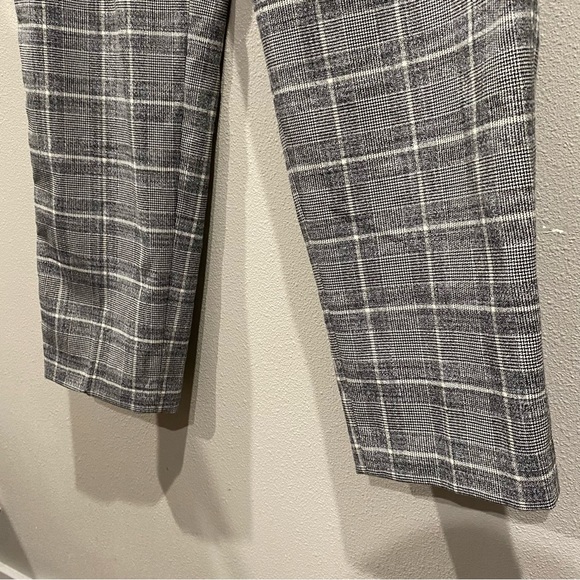 GAP Plaid Check Gingham Belted Tapered Trousers Black White Size 8 - Picture 7 of 9